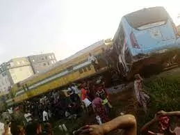 JUST IN: Train crushes Lagos state bus