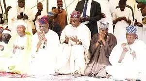 President Tinubu prays at Dodan Barracks Praying Ground